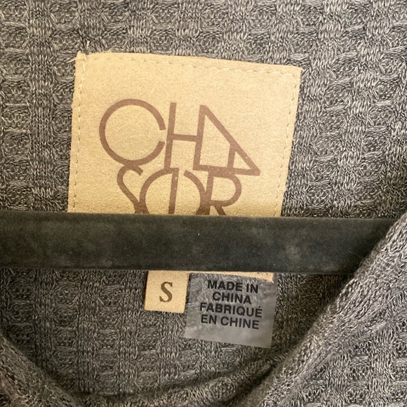 CHASER Grey Waffle Knit Puff Sleeve Long Sleeve Thermal NWT - Picture 3 of 6